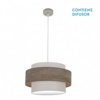 Distribuidor - Lâmpadas Diversas | Colgantes Moderno | COLGANTE MYRIAM 2XE27 NIQUEL/MADERA GRIS REGX50X50 CM Ref: 177695083